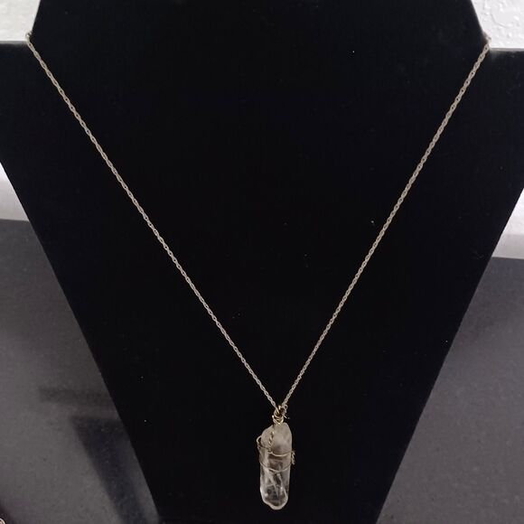 Hand Crafted Wire-Wrapped Quartz Pendant Necklace, 18" - Picture 1 of 2